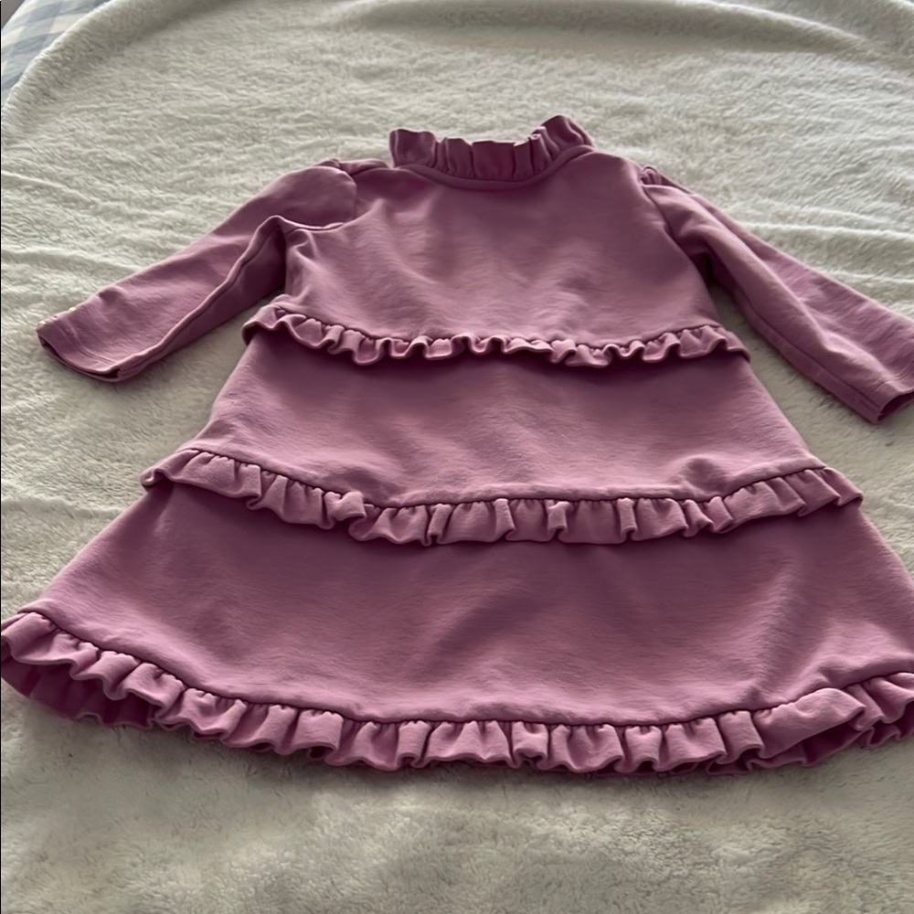 Janie and Jack Pink A-Line Dress with Ruffled Tiers and Long Sleeves